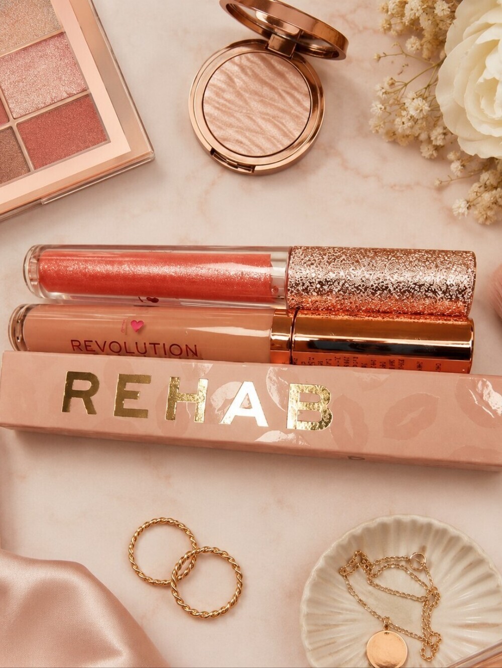 Revolution Rehab Lip Gloss Duo - Coral and Nude